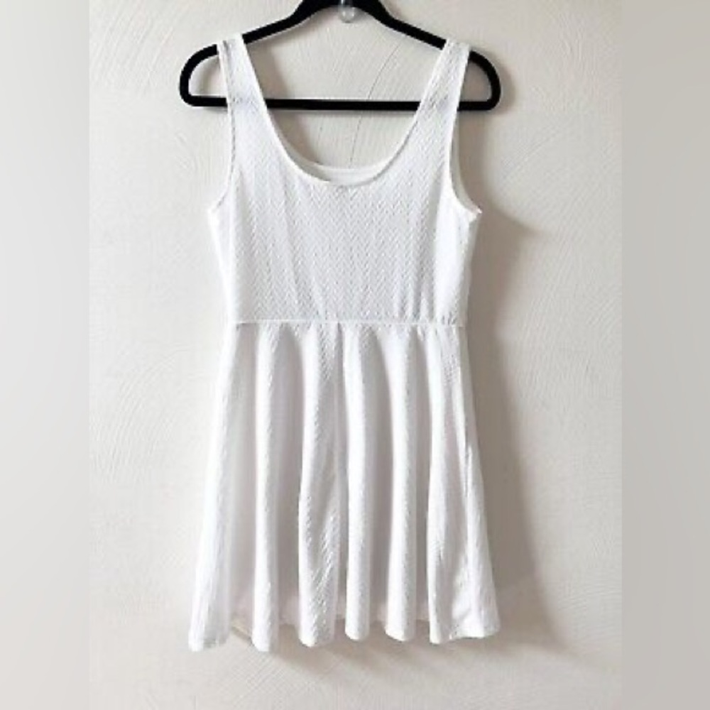 Missimo Co. Women’s Sz L Tank Dress White Jersey Elastic Waist Summer Stretch